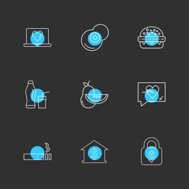 çeşitli tema app simgeler, vektör çizimler set