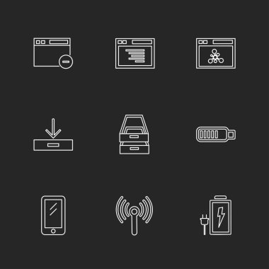 farklı minimalist düz vektör app simgeler siyah arka plan üzerine