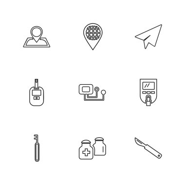 Beyaz arka plan üzerinde farklı minimalist düz vektör app simgeleri