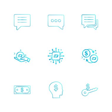 Beyaz arka plan üzerinde farklı minimalist düz vektör app simgeleri