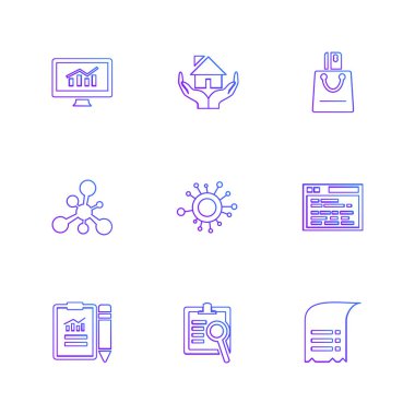 Beyaz arka plan üzerinde farklı minimalist düz vektör app simgeleri