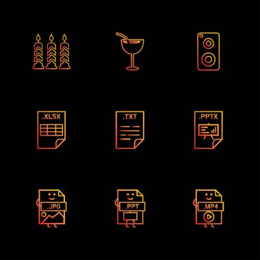 farklı minimalist düz vektör app simgeler siyah arka plan üzerine