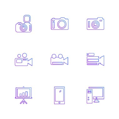 çeşitli tema app simgeler, vektör çizimler beyaz arka plan üzerinde set