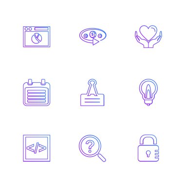 Beyaz arka plan üzerinde farklı minimalist düz vektör app simgeleri