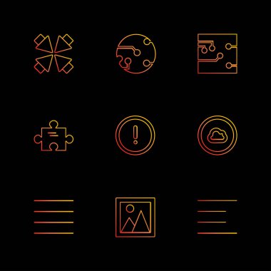 siyah arka plan üzerine çeşitli tema app simgelerin ayarlamak