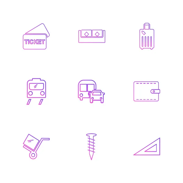 Set Various Theme App Icons Vector Illustrations — Stock Vector