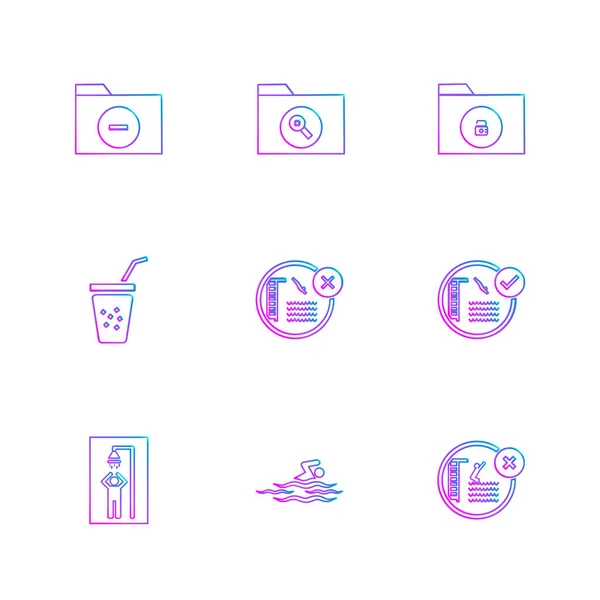 Set Various Theme App Icons Isolated White Background — Stock Vector