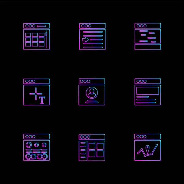 Grafische Symbole Auf Schwarzem Hintergrund Einfache Flache App Symbole Vektorillustration — Stockvektor