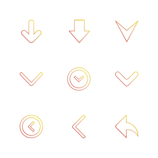 Flèches Directions Pointeurs Icônes Créatives Ensemble Conception Vectorielle Collection Plate — Image vectorielle