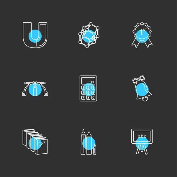 Différentes Icônes Application Vectorielle Plate Minimaliste Sur Fond Noir — Image vectorielle