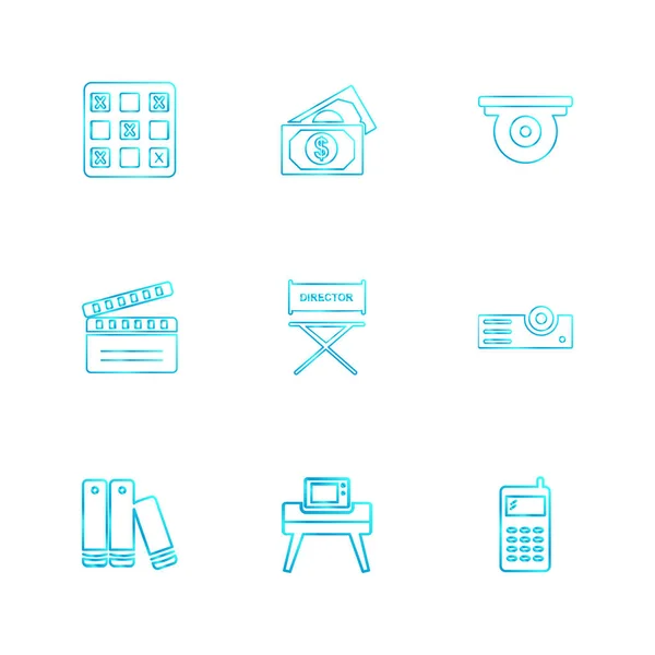 Set Various Theme App Icons Vector Illustrations — Stock Vector