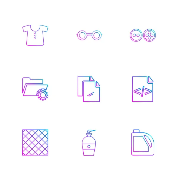 Verschillende Minimalistische Platte Vector App Pictogrammen Witte Achtergrond — Stockvector