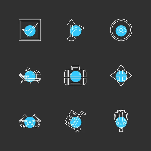 Set Various Theme App Icons Vector Illustrations — Stock Vector