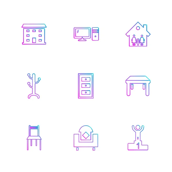 Conjunto Varios Iconos Aplicaciones Temáticas Aislados Sobre Fondo Blanco — Vector de stock