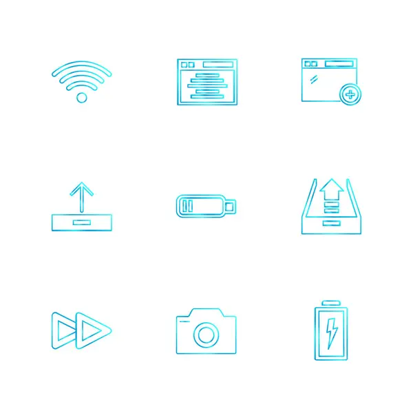 Verschillende Minimalistische Platte Vector App Pictogrammen Witte Achtergrond — Stockvector