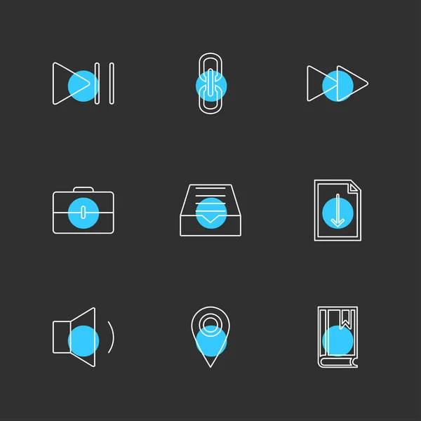 Minimalistisk Platt Vector Appikoner Med Färgglada Cirklar Svart Bakgrund — Stock vektor