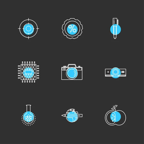 Set Various Theme App Icons Vector Illustrations — Stock Vector