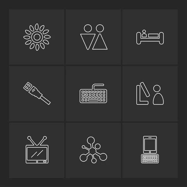 Set Various Theme App Icons Vector Illustrations — Stock Vector