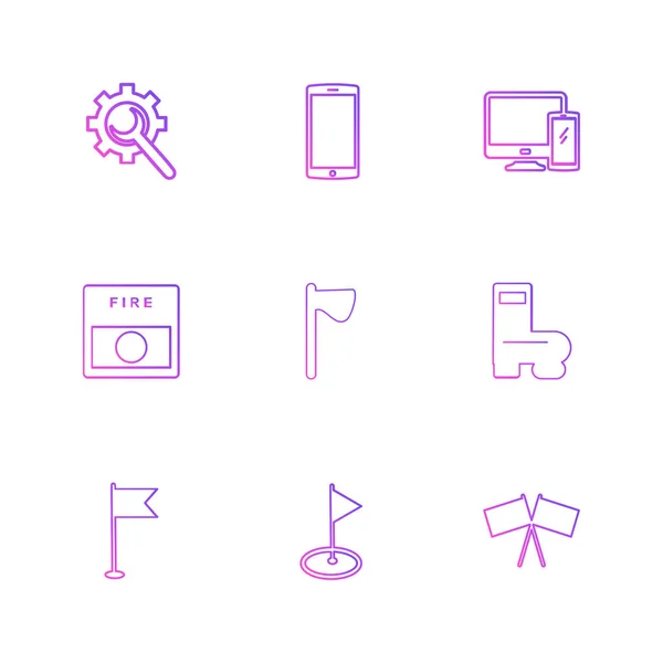 Conjunto Varios Iconos Aplicaciones Temáticas Aislados Sobre Fondo Blanco — Vector de stock