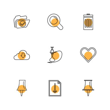 Beyaz arka plan üzerinde renkli daireler ile minimalist düz vektör app simgeleri