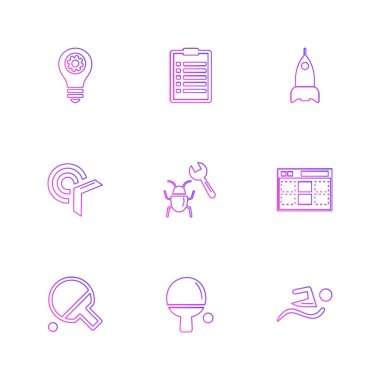 çeşitli tema app simgeler, vektör çizimler set