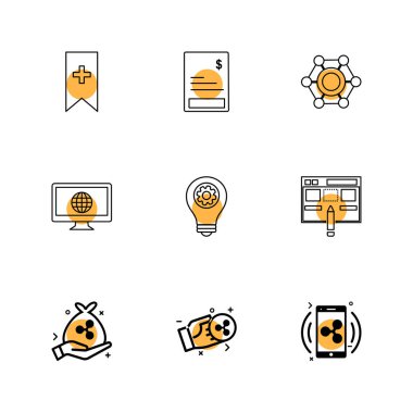 çeşitli tema app simgeler, vektör çizimler beyaz arka plan üzerinde set