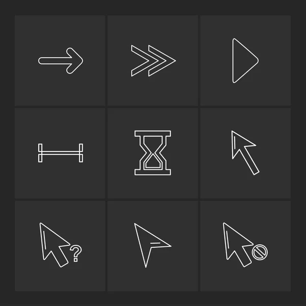 Flechas Direcciones Punteros Iconos Creativos Conjunto Vector Diseño Colección Plana — Archivo Imágenes Vectoriales