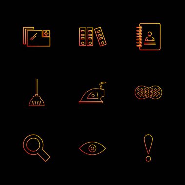 farklı minimalist düz vektör app simgeler siyah arka plan üzerine