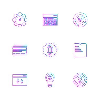 Beyaz arka plan üzerinde farklı minimalist düz vektör app simgeleri