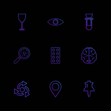 farklı minimalist düz vektör app simgeler siyah arka plan üzerine