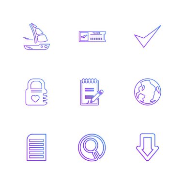 Beyaz arka plan üzerinde farklı minimalist düz vektör app simgeleri