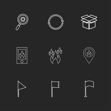 farklı minimalist düz vektör app simgeler siyah arka plan üzerine