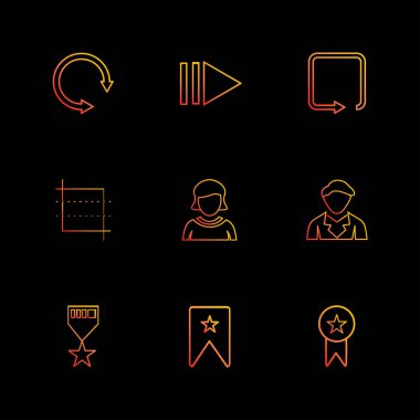 farklı minimalist düz vektör app simgeler siyah arka plan üzerine