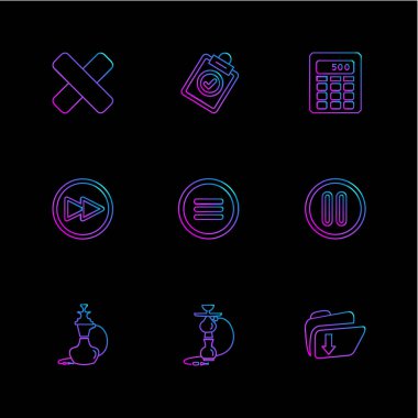 minimalist düz vektör app simgeler siyah arka plan üzerine