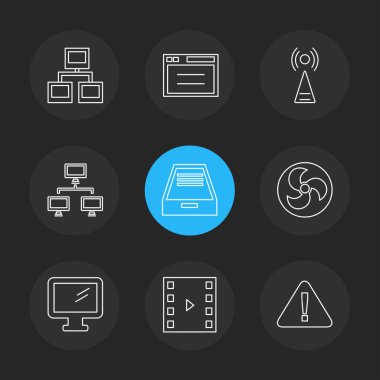 farklı minimalist düz vektör app simgeler siyah arka plan üzerine