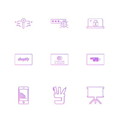 Beyaz arka plan üzerinde izole minimalist düz vektör app simgeleri