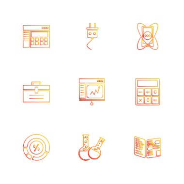 Beyaz arka plan üzerinde farklı minimalist düz vektör app simgeleri