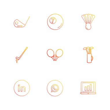 Beyaz arka plan üzerinde farklı minimalist düz vektör app simgeleri