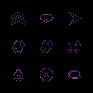 minimalist düz vektör app simgeler siyah arka plan üzerine