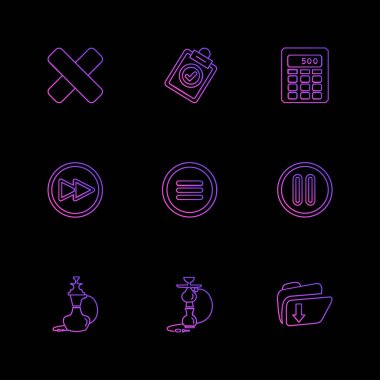 farklı minimalist düz vektör app simgeler siyah arka plan üzerine