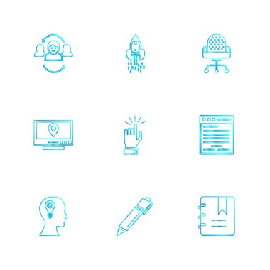 beyaz zemin üzerine minimalist düz vektör app simge kümesi