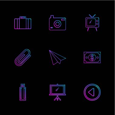 farklı minimalist düz vektör app simgeler siyah arka plan üzerine