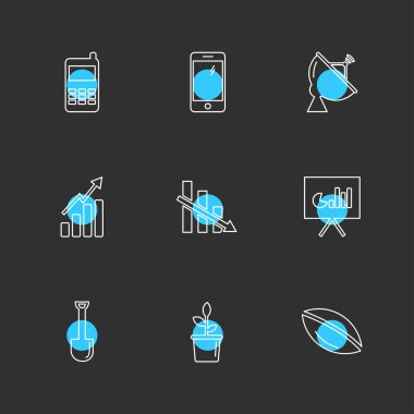 farklı minimalist düz vektör app simgeler siyah arka plan üzerine