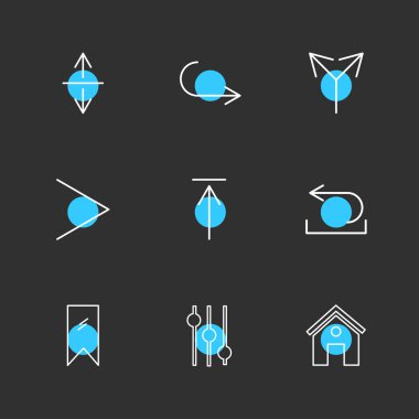 farklı minimalist düz vektör app simgeler siyah arka plan üzerine