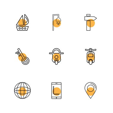 beyaz zemin üzerine minimalist düz vektör app simge kümesi