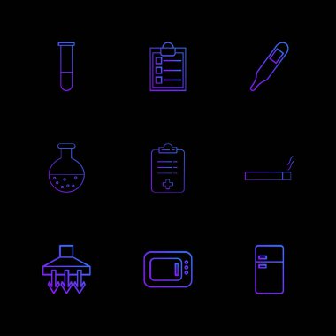 siyah arka plan üzerine minimalist düz vektör app simge kümesi