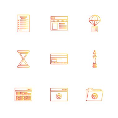 Beyaz arka plan üzerinde renkli minimalist düz vektör app simgeleri