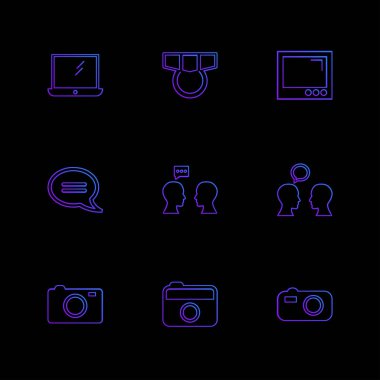 farklı minimalist düz vektör app simgeler siyah arka plan üzerine