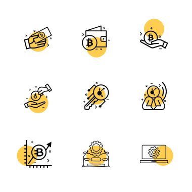 Beyaz arka plan üzerinde farklı minimalist düz vektör app simgeleri