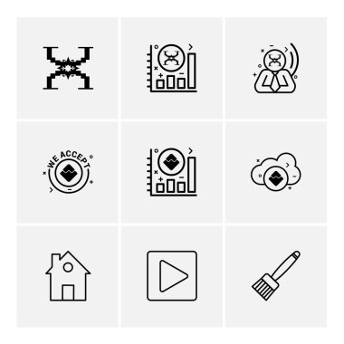 Farklı minimalist düz vektör app simgeleri